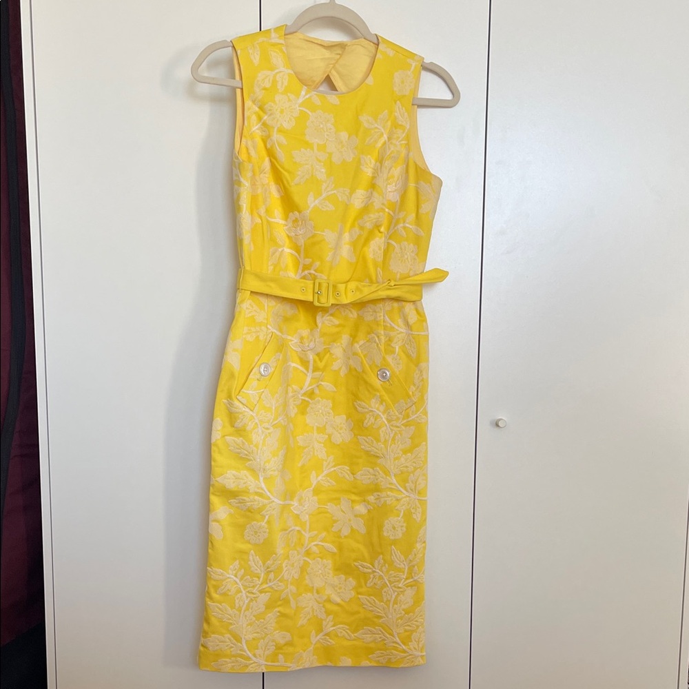 Brooks Brothers Yellow Floral Midi Dress